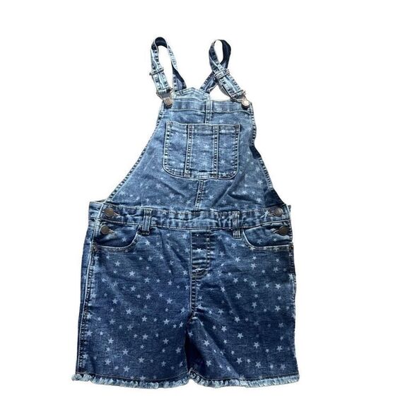 Vigoss Girl's Blue Star Print Denim Overall Jumpsuit shortalls Size XL - Picture 8 of 12